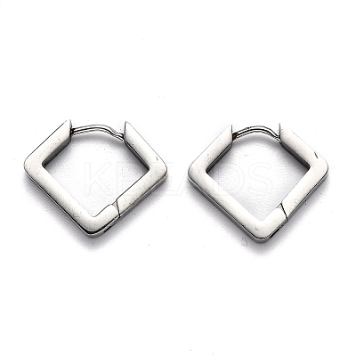 Tarnish Resistant 304 Stainless Steel Rhombus Huggie Hoop Earrings STAS-J033-08P-1