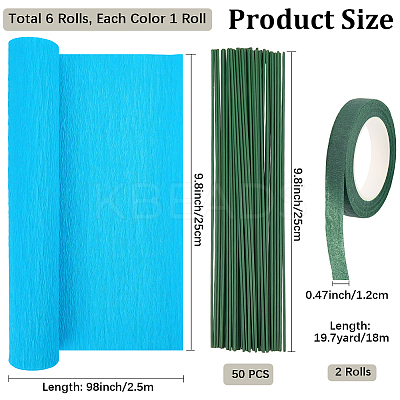 6 Rolls 6 Colors Handmade Crepe Paper DIY-CP0012-89C-1