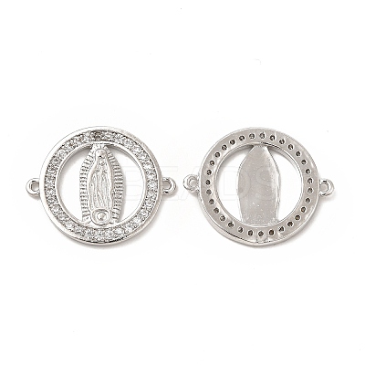 Brass Micro Pave Clear Cubic Zirconia Connector Charms KK-E068-VB353-1