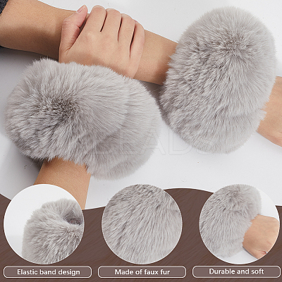 Women Imitation Rabbit Hair Cuffs Oversleeve Arm Gloves AJEW-WH20018-34D-1
