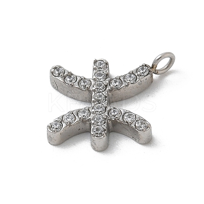 304 Stainless Steel Micro Pave Cubic Zirconia Charms STAS-Z107-09P-05-1