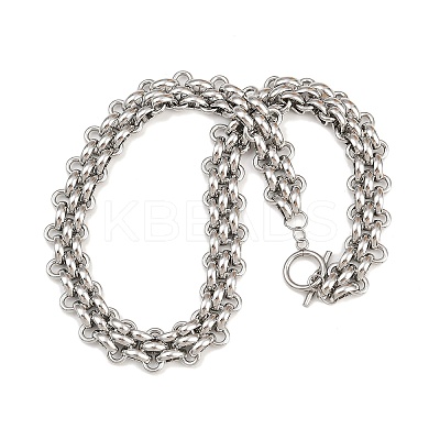 13.5MM 304 Stainless Steel Panther Chain OT Necklaces for Women NJEW-G179-03P-1