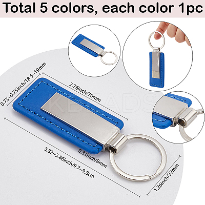 5Pcs 5 Colors PU Leather Keychain KEYC-SC0001-60-1