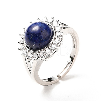 Natural Lapis Lazuli Adjustable Rings RJEW-P043-02P-20-1