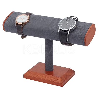 T-Shaped Bar Wood Covered with Faux Suede Bracelet Display Stands BDIS-WH0007-07B-1
