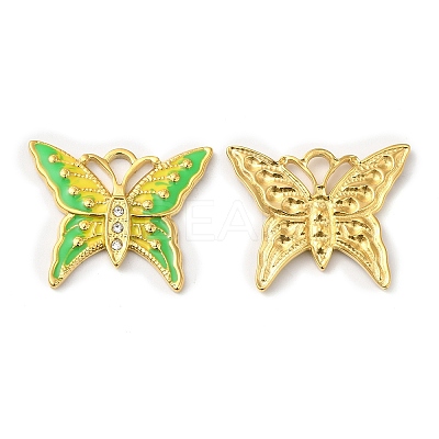 Real 18K Gold Plated 304 Stainless Steel Rhinestone Pendants STAS-A084-24G-03-1