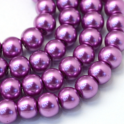 Baking Paint Pearlized Glass Pearl Round Bead Strands HY-Q330-8mm-16-1
