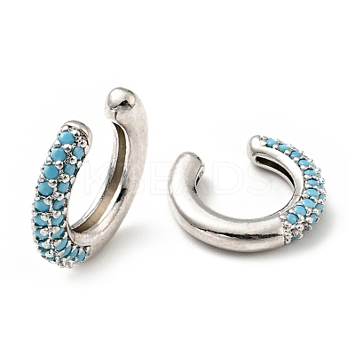 Cubic Zirconia C-Shaped Cuff Earrings EJEW-G295-19P-03-1