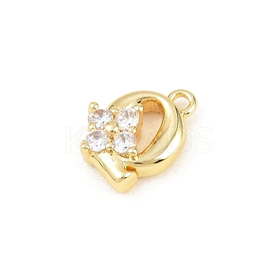 Brass Micro Pave Clear Cubic Zirconia Charms KK-Z151-18G-Q-1