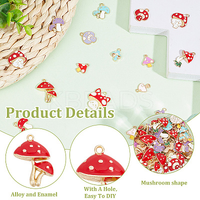 64Pcs 16 Styles Autumn Theme Alloy Enamel Charms ENAM-HY0003-08-1