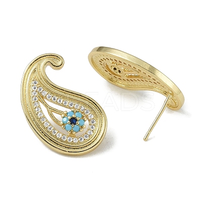 Rack Plating Brass With Cubic Zirconia Stud Earrings EJEW-U006-01G-1