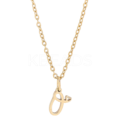 1pc 304 Stainless Steel Letter Pendant Necklaces NJEW-LP0001-39O-G-1