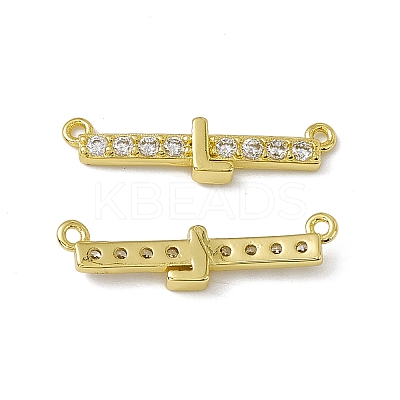 Rack Plating Brass Micro Pave Clear Cubic Zirconia Connector Charms KK-C007-37G-L-1