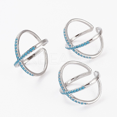 Brass Micro Pave Cubic Zirconia Cuff Rings RJEW-C101-13G-D-1