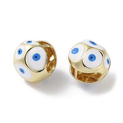 Round with Evil Eye Enamel Hook Earrings EJEW-M237-01G-02-1