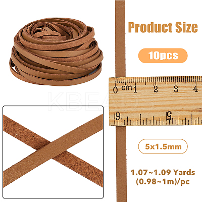 10Pcs Flat PU Leather Cord WL-DC0001-02D-1