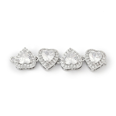 Brass Micro Pave Clear Cubic Zirconia Connector Charms KK-G526-17P-1