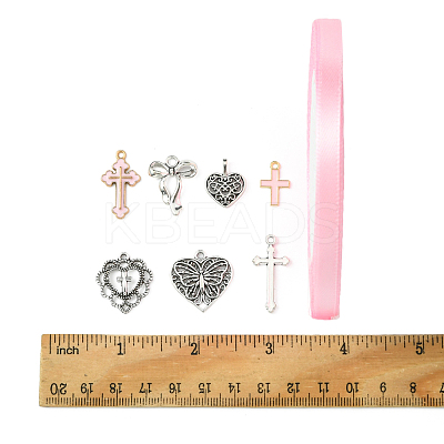 DIY Heart & Bowknot & Cross Alloy Pendant Decoration Making Kits DIY-FS0007-28-1