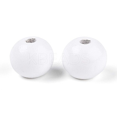 Spray Painted Round Natural Schima Wood Beads WOOD-A018-12mm-31-1