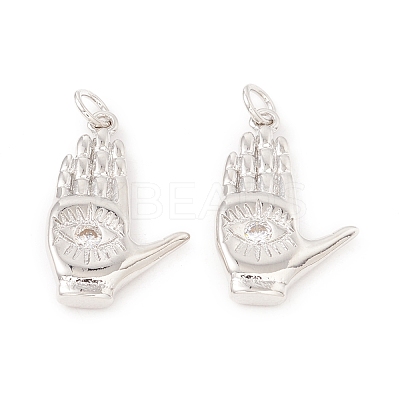 Brass Micro Pave Clear Cubic Zirconia Pendants ZIRC-P098-10P-1