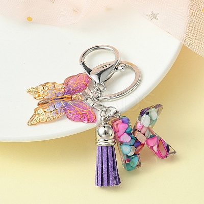 Resin Letter & Acrylic Butterfly Charms Keychain KEYC-YW00001-11-1