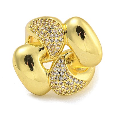 Rack Plating Brass Micro Pave Cubic Zirconia Cuff Rings for Women RJEW-I107-12G-1