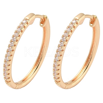 Rack Plating Brass Clear Cubic Zirconia Hoop Earrings EJEW-M090-01G-01-1
