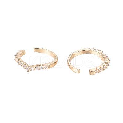 Brass Micro Pave Cubic Zirconia Cuff Earrings LS-EJEW-G270-01G-1