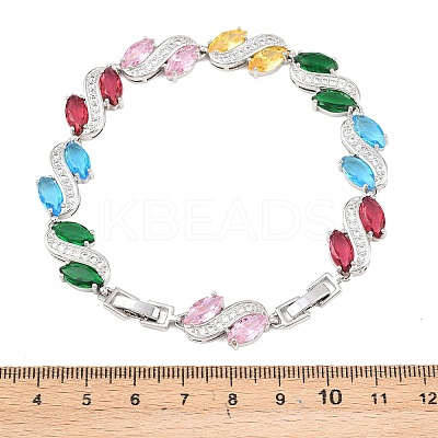 Platinum Tone Brass Micro Pave Cubic Zirconia Tennis Bracelets BJEW-B160-12P-1