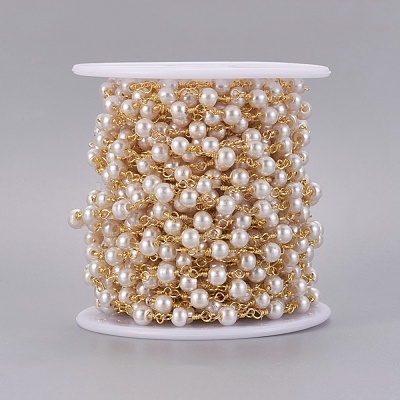 3.28 Feet Handmade Acrylic Imitaion Pearl Beaded Chains X-CHC-K007-H01-1