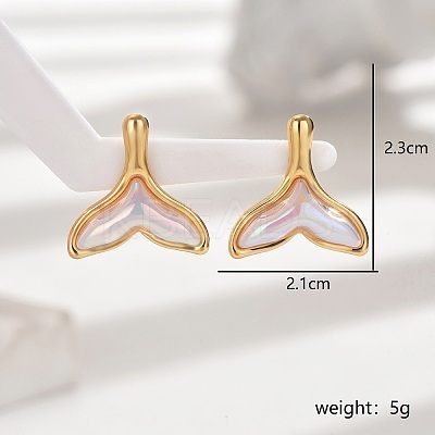 Vintage 201 Stainless Steel Mermaid Tail Stud Earrings for Women ZJ7502-1