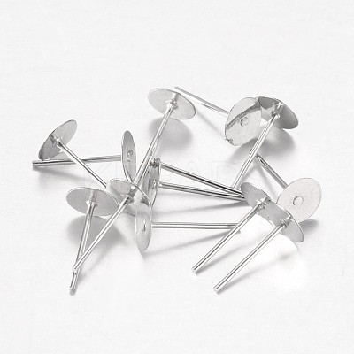 Platinum Plated Iron Flat Base Ear Stud Findings X-E013-1