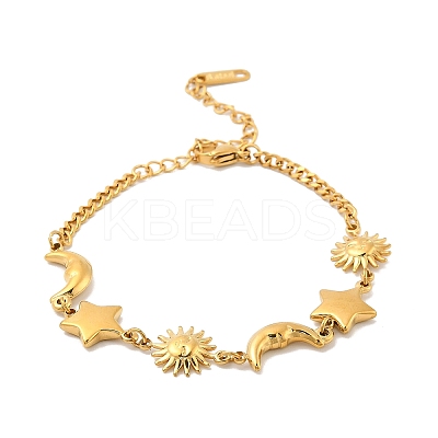 304 Stainless Steel Link Bracelets for Women Ion Plating(IP) BJEW-A052-01G-1