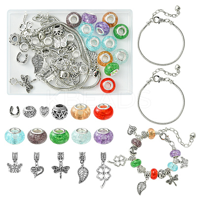 DIY Garden Theme Alloy & Brass European Style Bracelet Making Kits DIY-FS0007-26-1