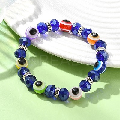 Resin and Glass and Brass Beaded Stretch Bracelets for Children BJEW-JB14017-1
