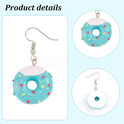 6 Pairs 6 Colors Resin Doughnut Dangle Earrings EJEW-AN0003-27-1