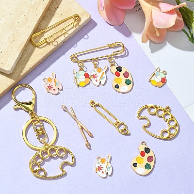 DIY Painting Theme Alloy Keychain Brooch Pin Making Kits DIY-YW0008-71-1