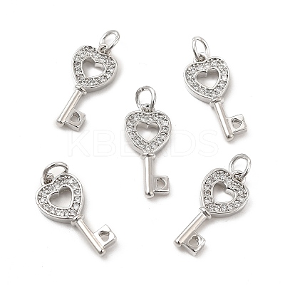 Brass Micro Pave Clear Cubic Zirconia Pendants KK-E068-VB179-1