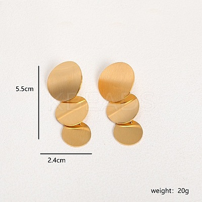 Brushed Round 201 Stainless Steel Dangle Stud Earring XW5128-1-1