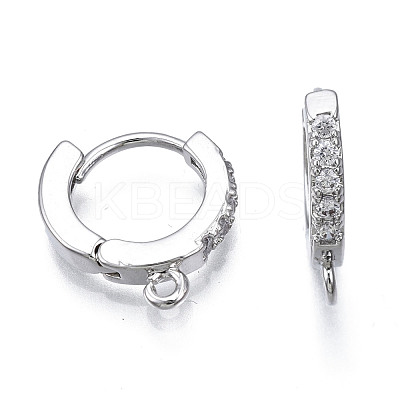 Brass Micro Pave Cubic Zirconia Huggie Hoop Earring Findings KK-T063-012P-NF-1