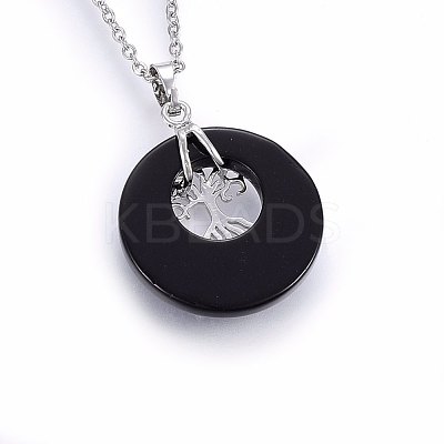 Natural & Synthetic Mixed Stone Pendant Necklaces NJEW-P228-A-1