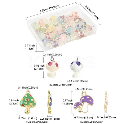34Pcs 17 Styles Autumn Theme Rack Plating Alloy Enamel Pendants ENAM-FS0003-70-1