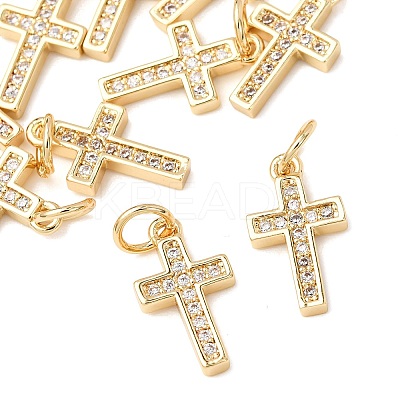 CZ Brass Micro Pave Cubic Zirconia Cross Charms LS-ZIRC-L018-16G-1