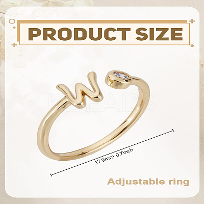 1Pc Brass Micro Pave Clear Cubic Zirconia Open Cuff Rings for Women RJEW-LP0002-37W-1