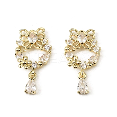 Brass Micro Pave Cubic Zirconia Pendants KK-C107-03G-1