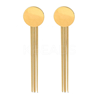 Ion Plating(IP) Golden 304 Stainless Steel Dangle Stud Earrings EJEW-D083-11B-1