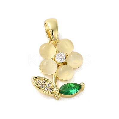 Brass Micro Pave Cubic Zirconia Pendants KK-E105-02G-1