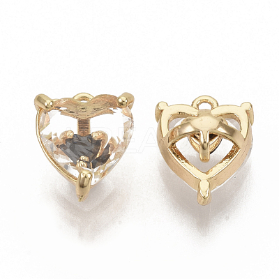 Brass Cubic Zirconia Charms KK-T050-06G-01-NF-1