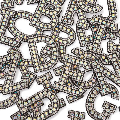 Alphabet Resin Rhinestone Patches DIY-TAC0005-45B-1