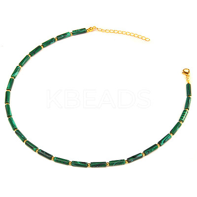 Bohemian Style Synthetic Malachite Tube Beaded Necklaces TD3612-1-1